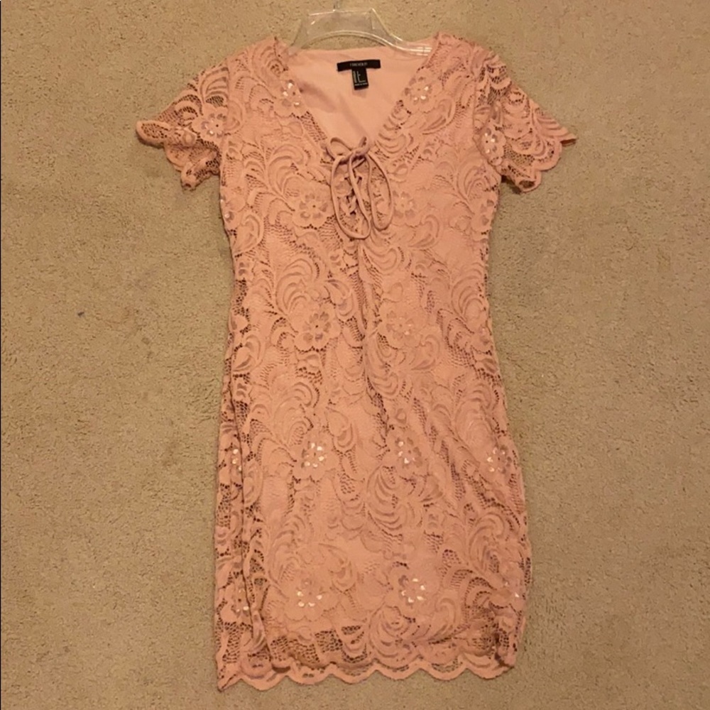 Light pink lace mini dress
